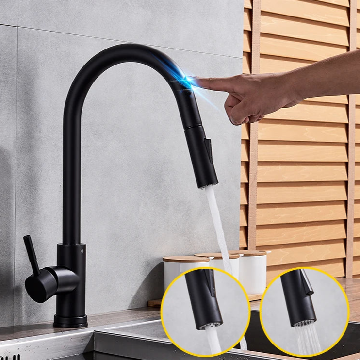 Torneira de cozinha com sensor retrátil